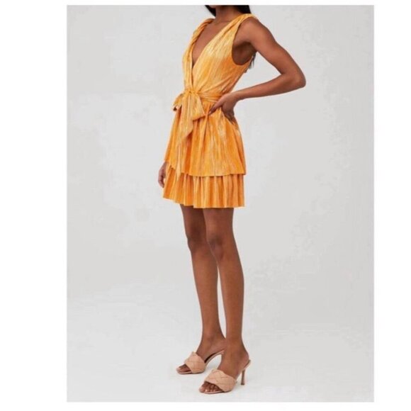 Sabina Musayev Alma Mini Dress In Mandarin Orange & Gold XS - Picture 3 of 10